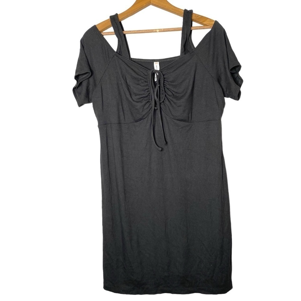 Daily Practice Sardina Mini Dress Gray Cold Shoulder Ribbed Size 1X